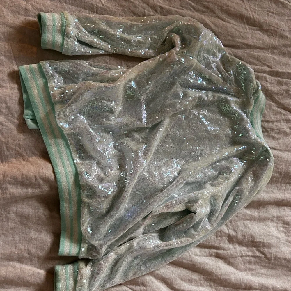 Disney Mint Sequin Bomber Jacket